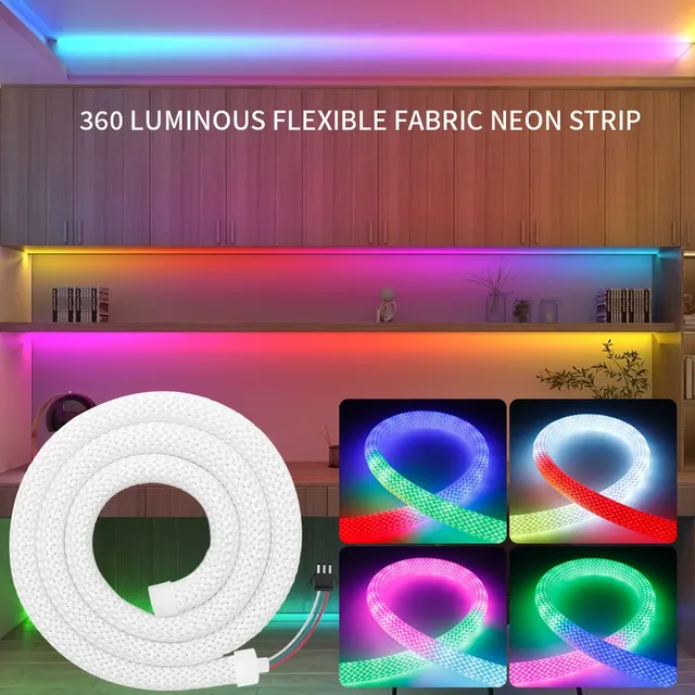 DC5V WS2811 WS2812B Reticulate Pattern Neon LED Strip 360 Degree Smart RGB Flexible Silicone IP67 28Key Kit Dimmable