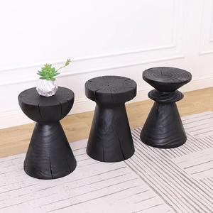 Nordique Simple nordique tabouret en bois Wabi vent silencieux Original carbonisé bois jetée basse noir <span class=keywords><strong>chaussure</strong></span> Console Table pour salon - Product Image 4