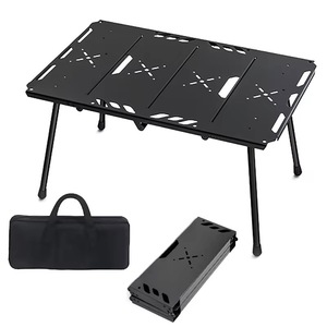 Mesa de aleación de aluminio plegable negra ultraligera portátil para acampar al aire libre muebles de pesca modernos para cocina uso en la playa - Product Image 1