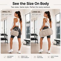 Petit sac de sport pour femme, sac fourre-tout de gym |   Sac de sport souple 17L résistant à l'eau avec fermeture éclair, compartiment humide et sangles pour tapis de yoga