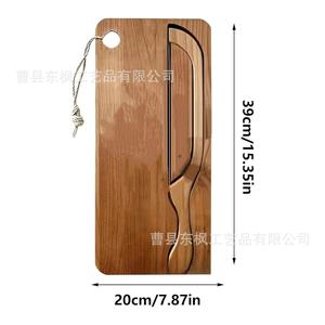 Wooden <b>Bread</b> <b>Knife</b> And Cutting Board Set Serrated Edge Durable Home Use Portable - Product Image 4