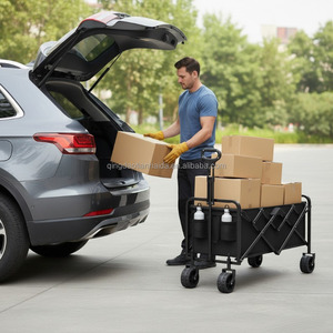 Multi-Functional Folding Wagon Cart Heavy Duty Beach <strong>Trolley</strong> Camping Wagon Cart Large Capacity Folding Wagon with Storage - Product Image 3