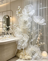 G-198 Installation élégante en dentelle et maille florale pour toile de fond de mariage, salle d'exposition, centre commercial, salle de présentation, événement de marque, séance photo, décoration
