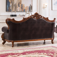 Ensemble de canapés en cuir européen en bois massif de style américain vintage, meubles de luxe pour salon, hôtel et villa