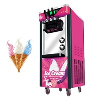 Machine à glace molle commerciale trois saveurs en acier inoxydable, modèle vertical de comptoir, machine automatique à cornets de glace, lait/eau, 20L/H