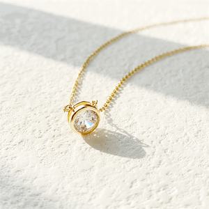 925 solitario diamante collar minimalista flotante diamante colgante aniversario boda regalo bisel solitario colgante collar - Product Image 1