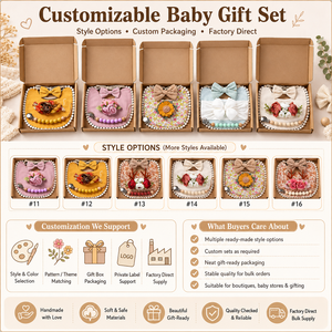 Lot de 4 bavoirs en lin et coton pour bébé, bandeau élastique à nœud, attaches-sucettes, accessoires pour bébés filles, coffret cadeau - Product Image 1