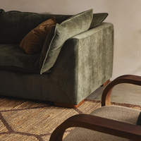 Canapé 3 places rembourré en tissu chenille et lin mélangé, moderne et doux, pour villa, salon, appartement, bureau, couleur kaki Cloud Talon