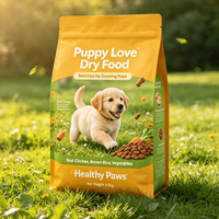 Pochette de rangement refermable à surface mate pour aliments secs nutritifs pour chiots en croissance, friandises pour animaux de compagnie de petites, moyennes et grandes races, sac d'emballage