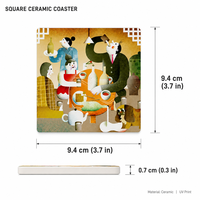 Tapis en céramique carré personnalisé avec scène illustrée, design contemporain, réutilisable, antidérapant, résistant à la chaleur, surface texturée pour hôtels