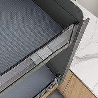 ARTSTEEL Cesto Elevatório Moderno para Cozinha 700MM com Painel de Vidro para Armários Altos, Organizador de Condimentos com Abertura Amortecida