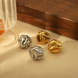 Irregular Spherical <b>Titanium</b> Steel <b>Stud</b> Earrings Geometric Design Colorfast European American Style Niche Fashion Jewelry - Product Image 2