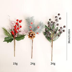 Gran oferta transfronteriza, agujas de pino artificiales, ramas de bayas, adorno navideño, ramo de flores decorativas, fruta al por mayor - Product Image 5
