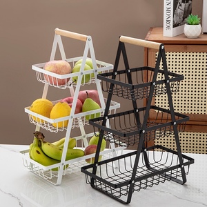 Giỏ đựng trái cây ba tầng bằng kim loại, giỏ đựng rau củ quả, giá để bàn bếp tiện lợi để sắp xếp đồ dùng trên mặt bếp - Product Image 1
