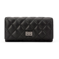 Dompet Wanita Mewah Rhomboid Logo Kustom Warna Solid Kulit Tempat Kartu Tipis Dompet Kartu Kredit untuk Wanita