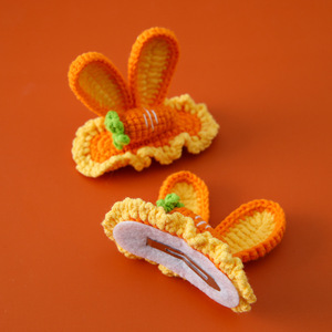 Nuevas Pinzas para el Cabello con Orejas de Conejo y Zanahoria Tejidas en 3D, Dulces y Versátiles, Pinzas para el Cabello BB para Ocasiones de Pascua, para Peinar el Cabello de Bebés - Product Image 2