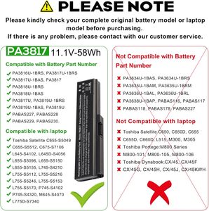 PA3817U-1BRS Battery A665 A665-S5170 A665-S6086 A665-S6050 M645-S4050 M645-S4070 M505-S4940 L755-S5277 - Product Image 6