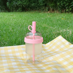 Mignonne tasse à café transparente en plastique pour l'extérieur avec couvercle et paille, <span class=keywords><strong>mug</strong></span> de voyage portable pour cadeaux - Product Image 5
