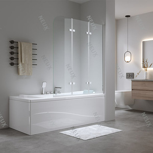 Panel de vidrio fácil de limpiar de 6mm 3 pantallas de ducha plegables sobre bañera con estilo abierto de bisagra - Product Image 1