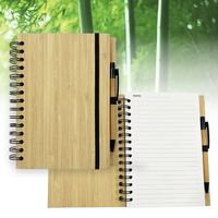 Offre Spéciale – Carnet A5/A4 Écologique à Couverture en Bambou avec Logo Personnalisé, Reliure Double Spirale Courbe, Stylo à Bille Couleurs Personnalisables, 80 Feuilles