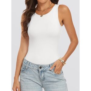Body sin mangas FOXA para mujer, ajustado, cuello redondo, tejido elástico de spandex y nailon, top de verano - Product Image 6