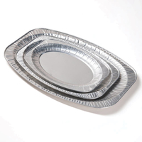 Barquette de cuisson jetable en aluminium ovale de 9 pouces (environ 23 cm) avec couvercle plat, idéale pour les plats à emporter et les tables vapeur