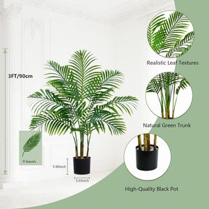 Palmier Artificiel 90 cm <span class=keywords><strong>en</strong></span> Plastique Tropical avec 9 Troncs, Design Écorce Réelle, Feuilles Ajustables, Écologique, pour Intérieur - Product Image 2