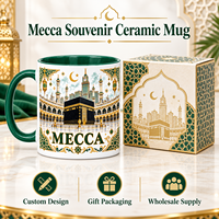 SA Saudi-Arabien Mekka Geschenk Souvenirs Keramikbecher mit Kaaba-Design Makkah Souvenir Andenken Kundenspezifischer OEM ODM Großhandelslieferant