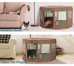 Corralito para mascotas suave octogonal de lujo portátil Bolígrafo para perros de acero inoxidable de alta calidad - Product Image 4