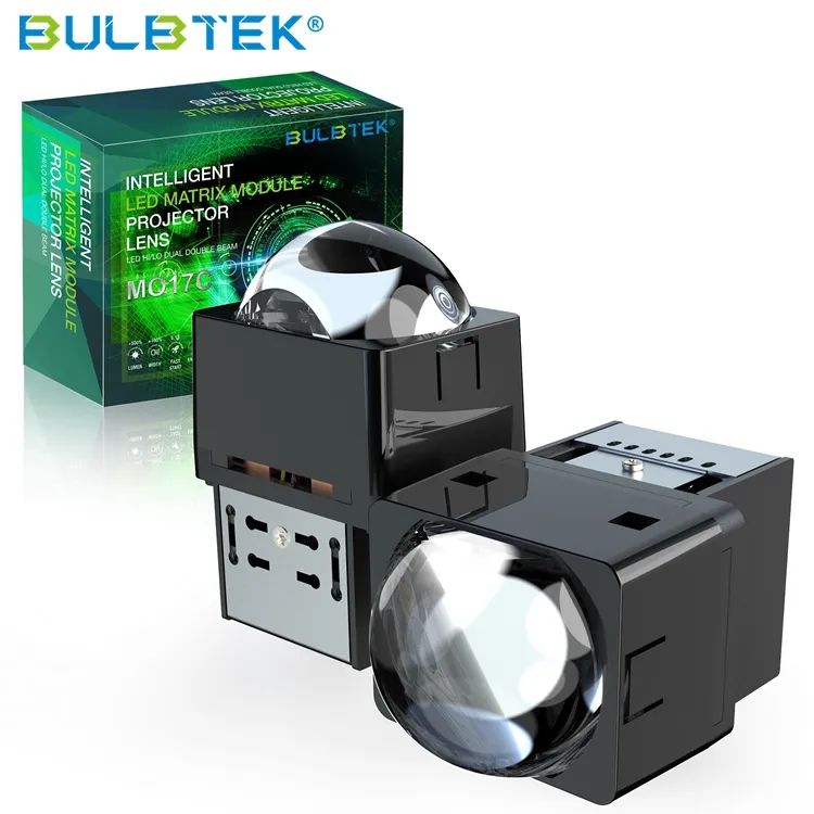 BULBTEK MO17C 12 V 1,7 Zoll Lüfter einzelner Fernlicht-Rundblende 6000 K 6500 K Mini-LED MATRIX-MODUL Scheinwerfer Nachrüstung Projektor-Objektiv