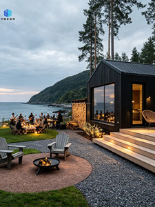 Cabina Glamping Modulare Nera a Forma di A, Casa Prefabbricata in Legno con Ampia Finestra in Vetro, <span class=keywords><strong>Villa</strong></span> Prefabbricata per Resort Balneari - Product Image 6