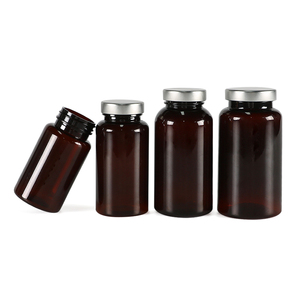 Botella redonda de PET blanco y negro de MOQ bajo, tapas de hojalata brillante de 100ml y 150ml, aprobadas por la FDA para píldoras de selenio, aperitivos probióticos - Product Image 1