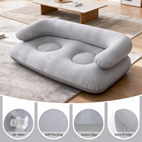 Canapé gonflable floqué décontracté avec accoudoirs et dossier, chaise gonflable floquée portable pour l'extérieur et le camping