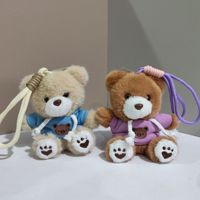 HECION Porte-clés en peluche ours mignon avec t-shirt, ours en peluche personnalisable avec logo, cadeau pour les amis, la famille, décoration