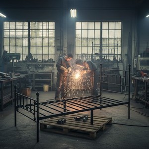 Iron <b>Bed</b> <b>Single</b> Size Foldable <b>Metal</b> <b>Frame</b> Industrial Design For Children Adults Elderly - Product Image 4