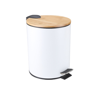 Hot Sale Indoor Commercial Dust Waste Bin Metal Commercial Trash Bin 3L/5L pedal bin with bamboo lid