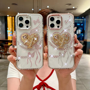 Funda Clásica con Corazón de Diamantes para <span class=keywords><strong>iPhone</strong></span> 16 <span class=keywords><strong>Pro</strong></span> Max, Apple <span class=keywords><strong>13</strong></span> <span class=keywords><strong>14</strong></span> 15 Plus, Protector de Lente Electrochapado, Cubierta para Teléfono Móvil - Product Image 1
