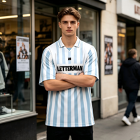 Camiseta Deportiva Retro Americana a Rayas Sublimada Personalizada al por Mayor, Impresión de Logotipo Personalizado, Ropa Deportiva Transpirable para Competición