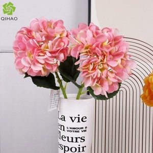 QIHAO Artificial Hydrangea <b>Flowers</b> Plastic PU Silk Natural Touch <b>Single</b> Bundle For Living Room Home Decor - Product Image 4