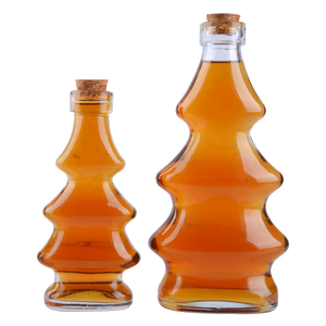 Botella de vidrio vacía de forma única de 100ml y 300ml, botella de bebida transparente con tapa de madera - Product Image 4