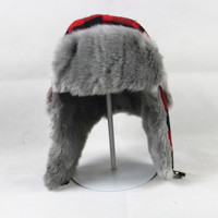 Gorros de Trapper Personalizados con Estampado de Cuadros Rojos, Gorro Ushanka de Piel Sintética Premium con Orejeras, Gorro de Leñador Cálido para Invierno, Venta al Por Mayor para Hombres