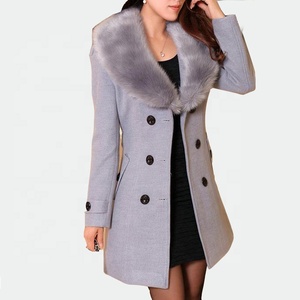 2025 gros double boutonnage femmes manteaux <span class=keywords><strong>hiver</strong></span> femmes grand col de fourrure <span class=keywords><strong>femme</strong></span> longue Section laine <span class=keywords><strong>manteau</strong></span> - Product Image 4