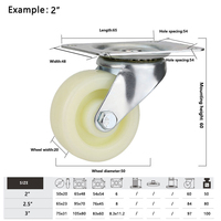 Roulettes pivotantes en PP renforcé de fer, robustes et légères, avec roulement à billes, étanches, 2/3 pouces, pour applications audio, blanchisserie, lève-lits et médicales