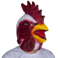 Masque de coq en latex intégral, rouge/blanc, texture réaliste froissée, bec jaune vif, coquille rouge, doux et confortable, pour Halloween et cosplay