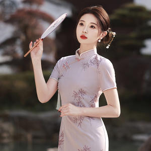 Nuevo Vestido Cheongsam <span class=keywords><strong>de</strong></span> Poliéster para Mujer, Estilo Nacional <span class=keywords><strong>Chino</strong></span> 2026, con Bordado <span class=keywords><strong>de</strong></span> Bambú, <span class=keywords><strong>de</strong></span> Una Sola Capa, Elegante y Delicado - Product Image 4