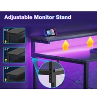 Bureau de jeu Combohome avec lumières LED et prise de courant, petit bureau d'ordinateur de jeu de 40 pouces avec étagères