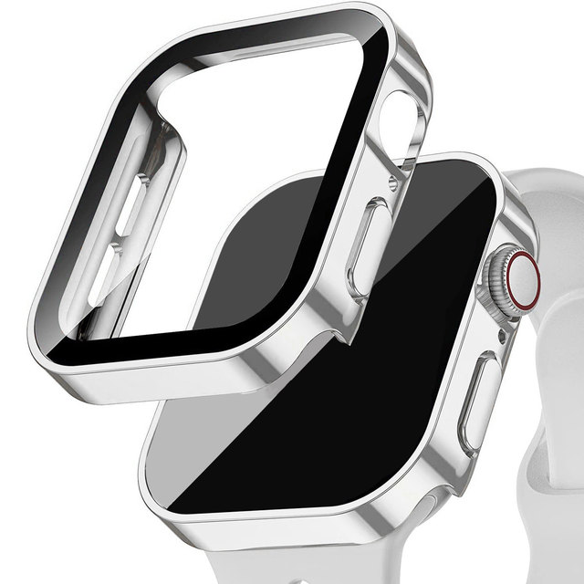 Waterproof Tempered Glass Screen Protector Bumper Frame Hard Case Protective Cover for Apple Watch Series 9 8 7 6 41mm 45 Mm