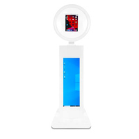 Cabina de Fotos para iPad con Anillos de Luz LED RGB para Cámara SLR, Construcción Metálica, Control Remoto, para Fiestas/Bodas/Cumpleaños/Eventos en Vivo