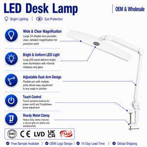 Long Strip Clip on Led Task Lamp Full Rotatable Foldable Arm Soft Eye Care <b>Light</b> Source for Home Office Document Reading - Product Image 1