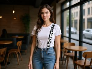 Bretelle da donna con stampa zebrata, larghezza 2,5 cm, fibbia in acciaio, stampa a trasferimento termico - Product Image 2